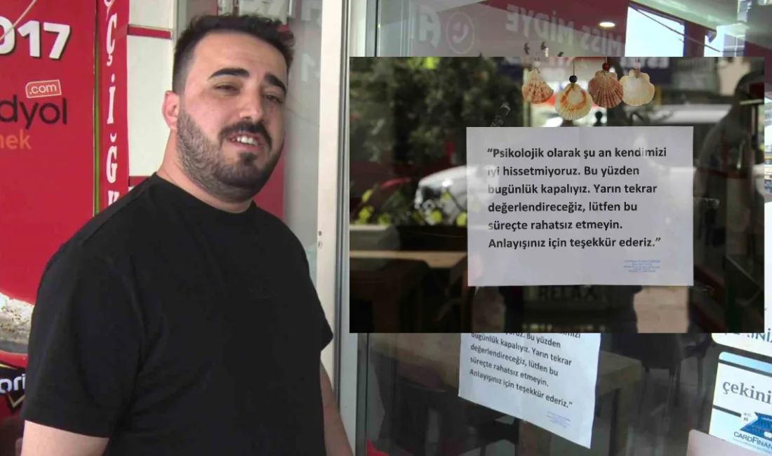 Antalya'da işlerinin durgunluğundan dolayı dükkanının camına "Psikolojik olarak kapalıyız" notu
