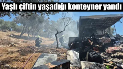 Muğla'nın Bodrum ilçesinde yaşlı bir çiftin yaşadığı konteyner evde elektrik
