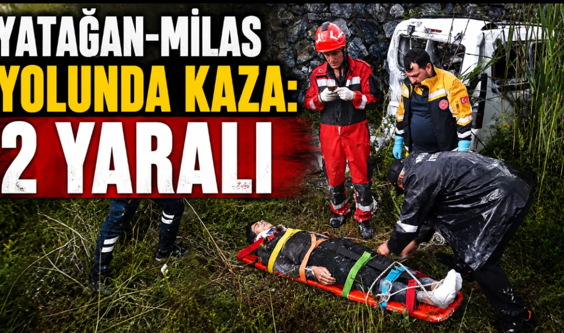 Yatağan–Milas karayolunda kontrolden çıkan otomobil yol kenarındaki şarampole devrildi. Kazada