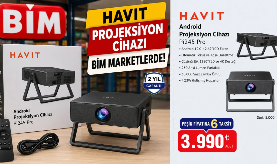 3 Temmuz BİM aktüel kataloglarında yer alan BİM Havit projeksiyon