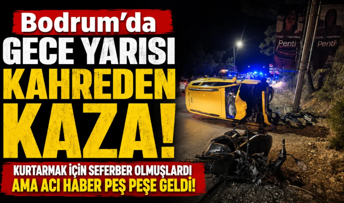 Muğla'nın Bodrum ilçesinde ticari taksinin motosiklete çarpması sonucu meydana gelen
