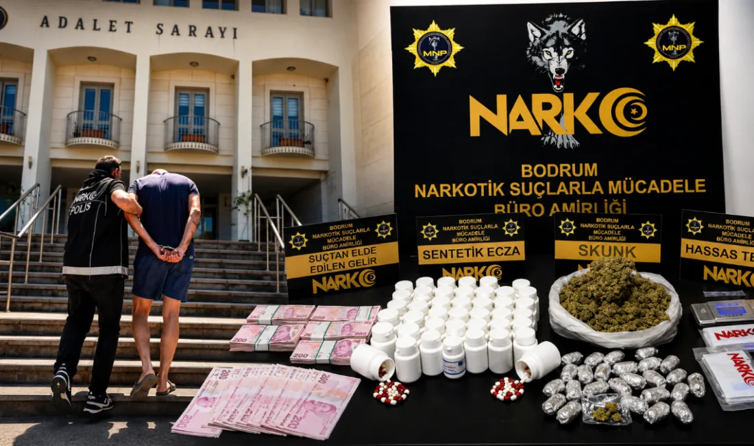 Muğla’nın Bodrum ilçesinde uyuşturucu ticareti yaptığı belirlenen bir şüphelinin ev
