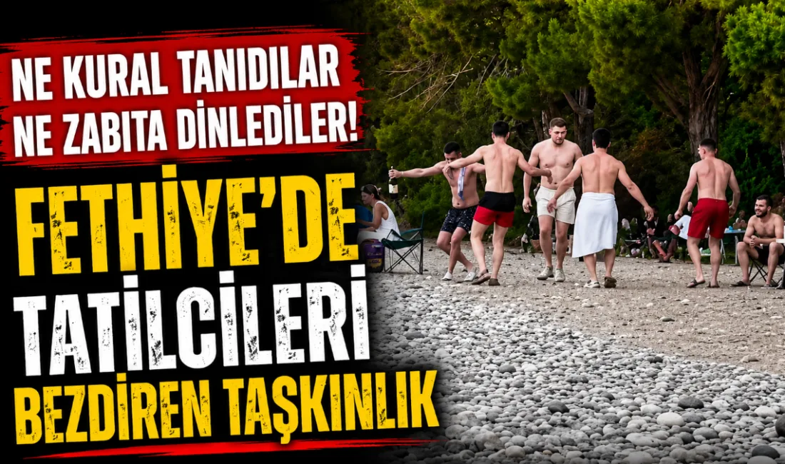 Fethiye’nin Akmaz Plajı’nda yüksek sesli müzik ve taşkın davranışlarıyla çevreyi