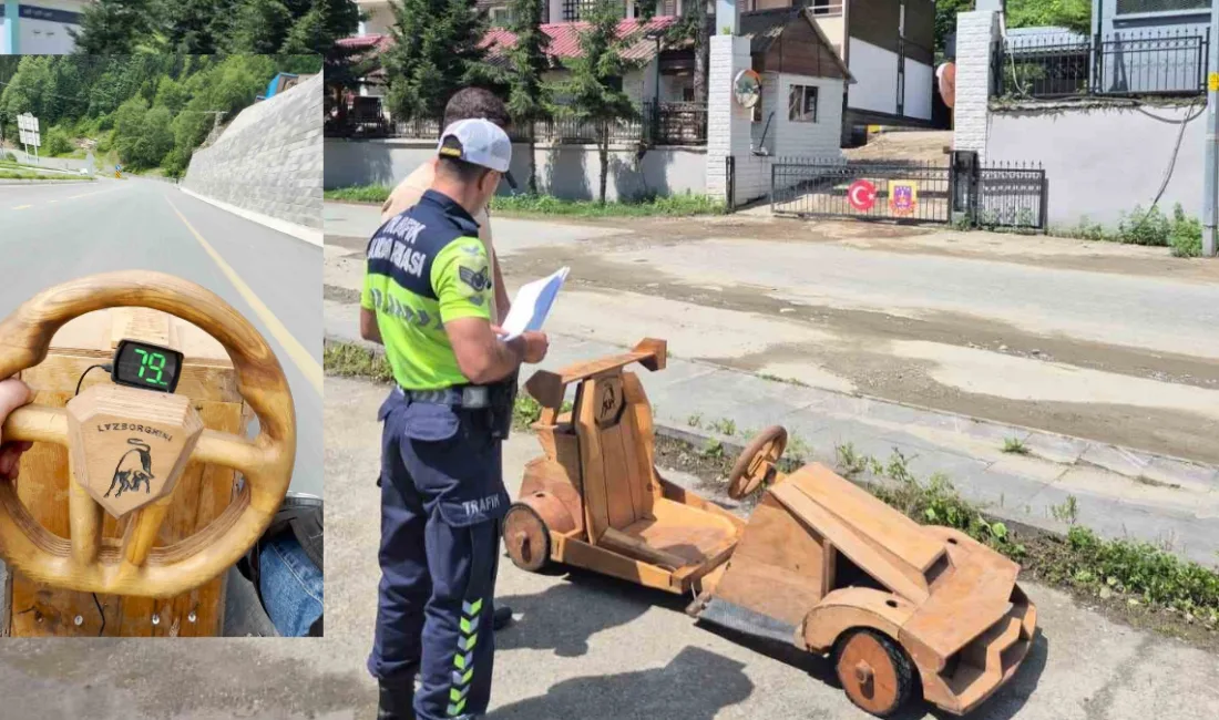 Rize’nin ünlü Ayder Yaylası’nda tamamen ahşaptan ürettiği araçla saatte 79