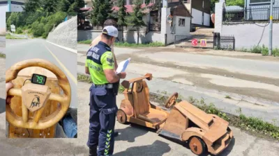 Rize’nin ünlü Ayder Yaylası’nda tamamen ahşaptan ürettiği araçla saatte 79